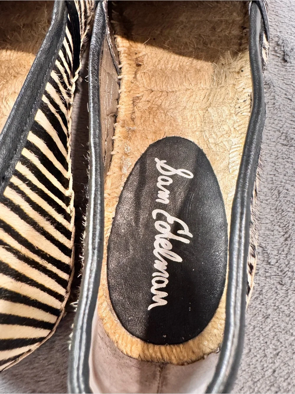 Sam Edelman ‘Lewis’ Calf Hair Zebra Striped Espadrille Slip-Ons